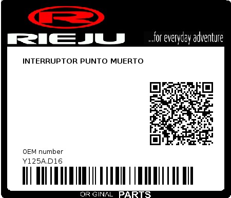 Product image: Rieju - Y125A.D16 - INTERRUPTOR PUNTO MUERTO  0