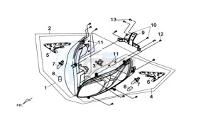 MAXSYM 600 I ABS drawing FR PLATE / HEAD LIGHT / FOOTREST