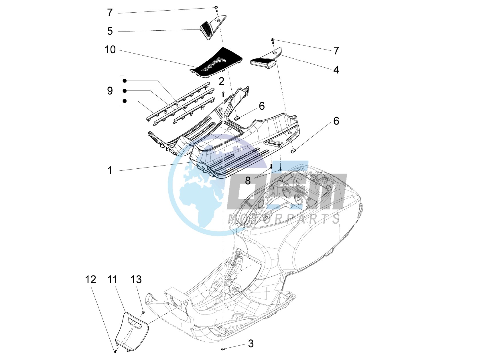 Central cover - Footrests