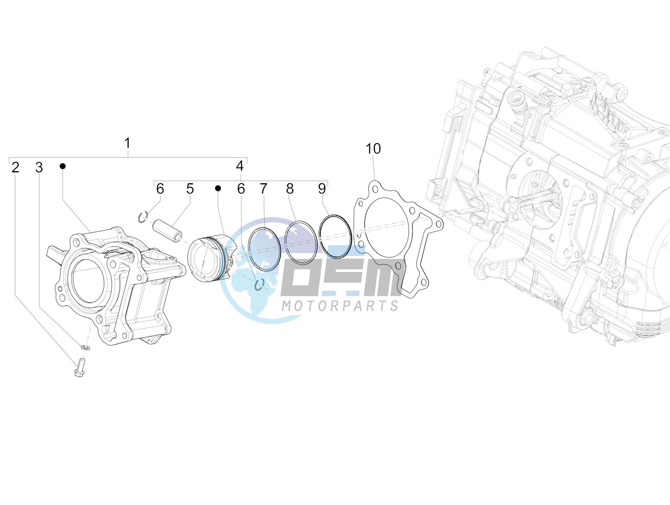 Cylinder-piston-wrist pin unit