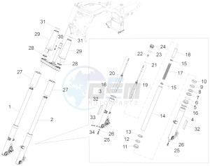 Eldorado 1400 1380 USA drawing Front fork