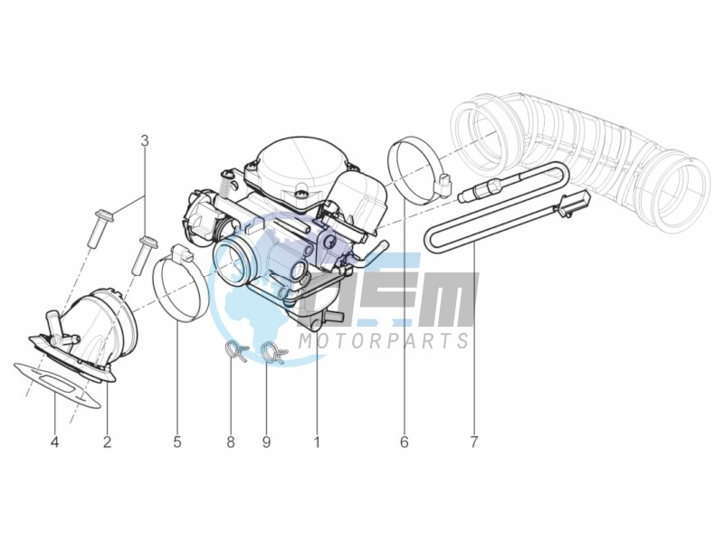 Carburettor, assembly - Union pipe