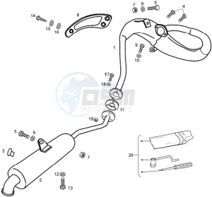 SMT 50 drawing Exhaust pipe and muffler