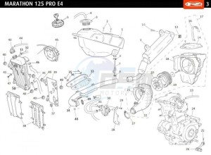 MARATHON-125-E4-PRO-SM-BLACK drawing TANK-EXHAUST-RADIATOR