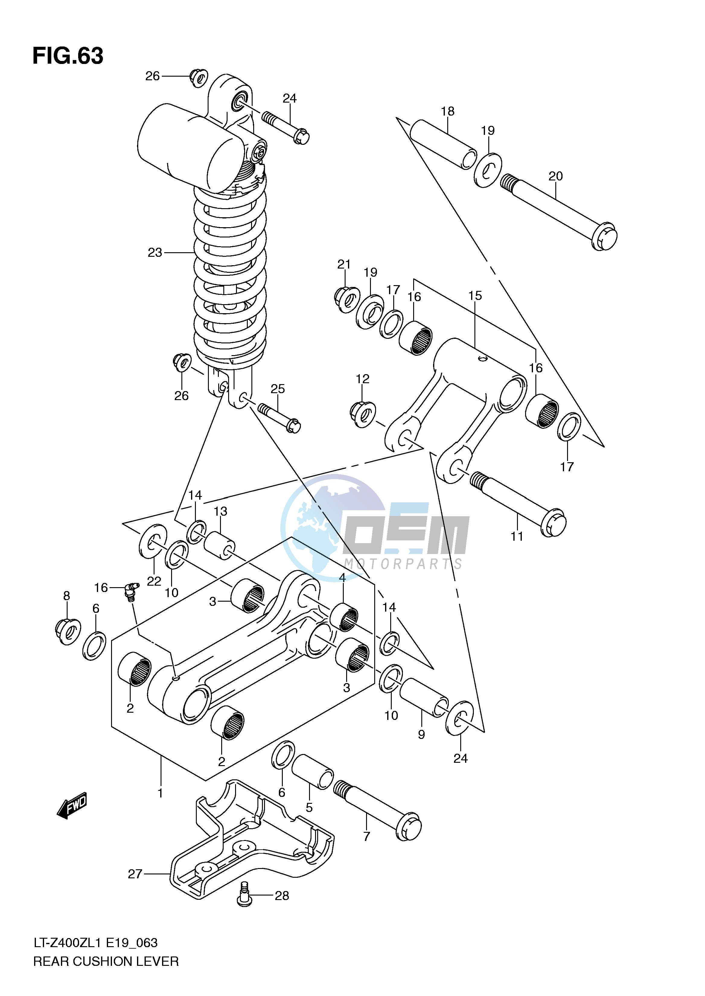 REAR CUSHION LEVER (LT-Z400ZL1 E19)