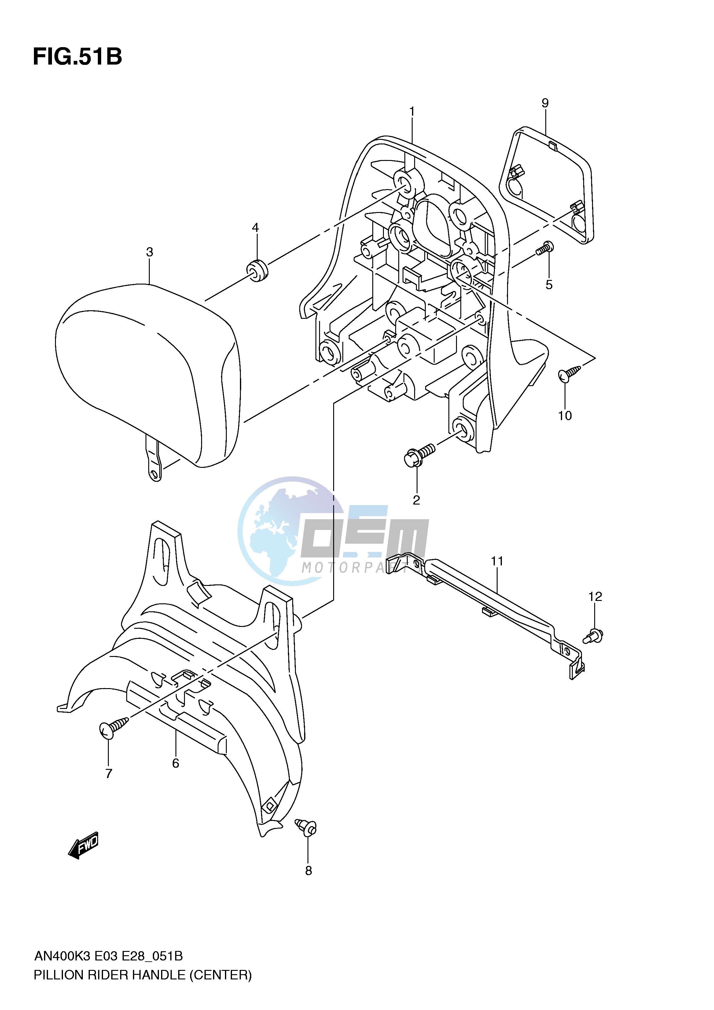 PILLION RIDER HANDLE (CENTER)(MODEL K5 K6)