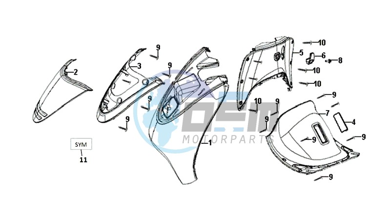 FRONT COWL / INNER LEG SHIELD /  INDICATOR LIGHTS