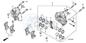 CBR600RA9 France - (F / ABS CMF MME) drawing FRONT BRAKE CALIPER (CBR600RR9,A/RA9,A)