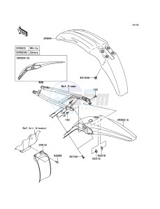 KX250F KX250ZDF EU drawing Fenders