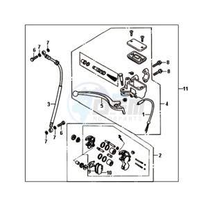 ORBIT II 50 2T NAKED L6 drawing VOORBRAKE CALIPER / BRAKE LEVER /BRAKE LINES