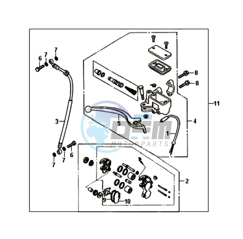 VOORBRAKE CALIPER / BRAKE LEVER /BRAKE LINES