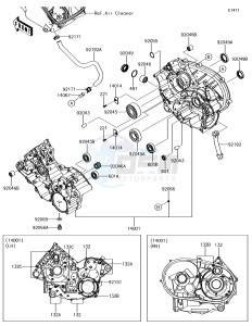 BRUTE FORCE 750 4x4i EPS KVF750HGF EU drawing Crankcase