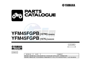 YFM450FWAD YFM45FGPB GRIZZLY 450 EPS (1CTK 1CTL) drawing .1-Front-Page