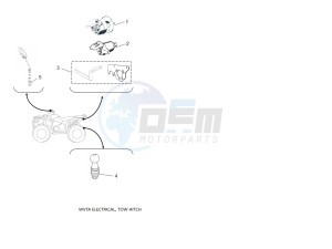 YFM450FWB KODIAK 450 (BHS1) drawing WVTA Electrical, Tow Hitch, Mirror brkt