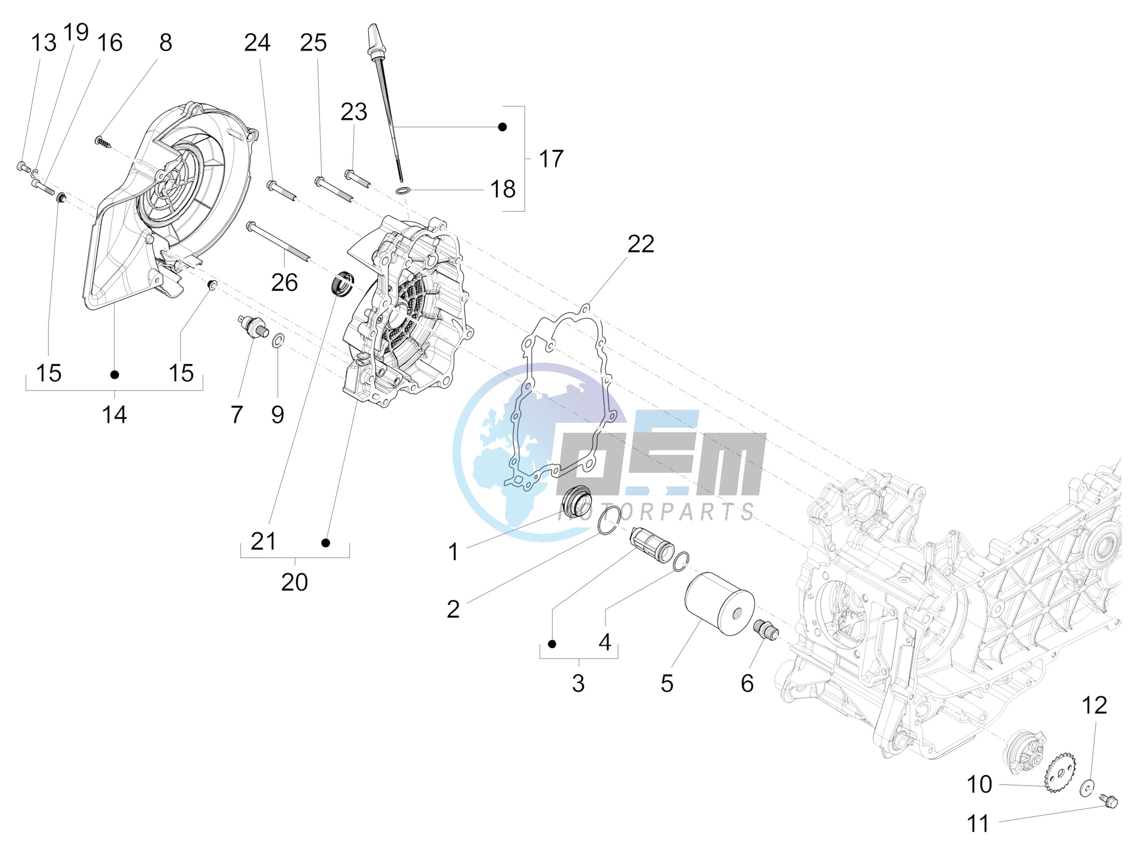 Flywheel magneto cover - Oil filter