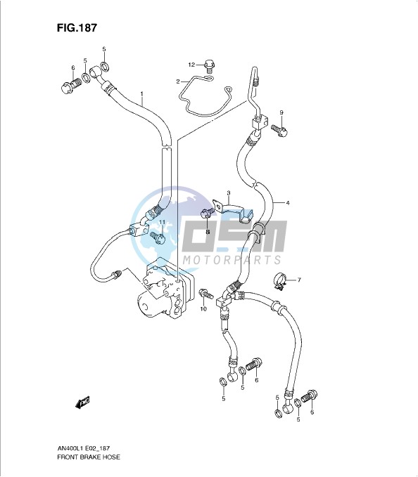 FRONT BRAKE HOSE (AN400AL1 E19)