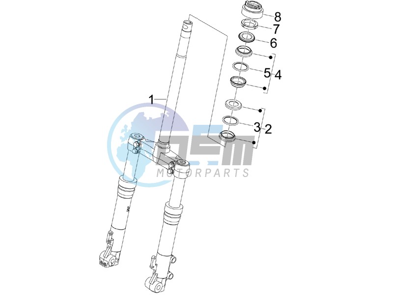 Fork/steering tube - Steering bearing unit