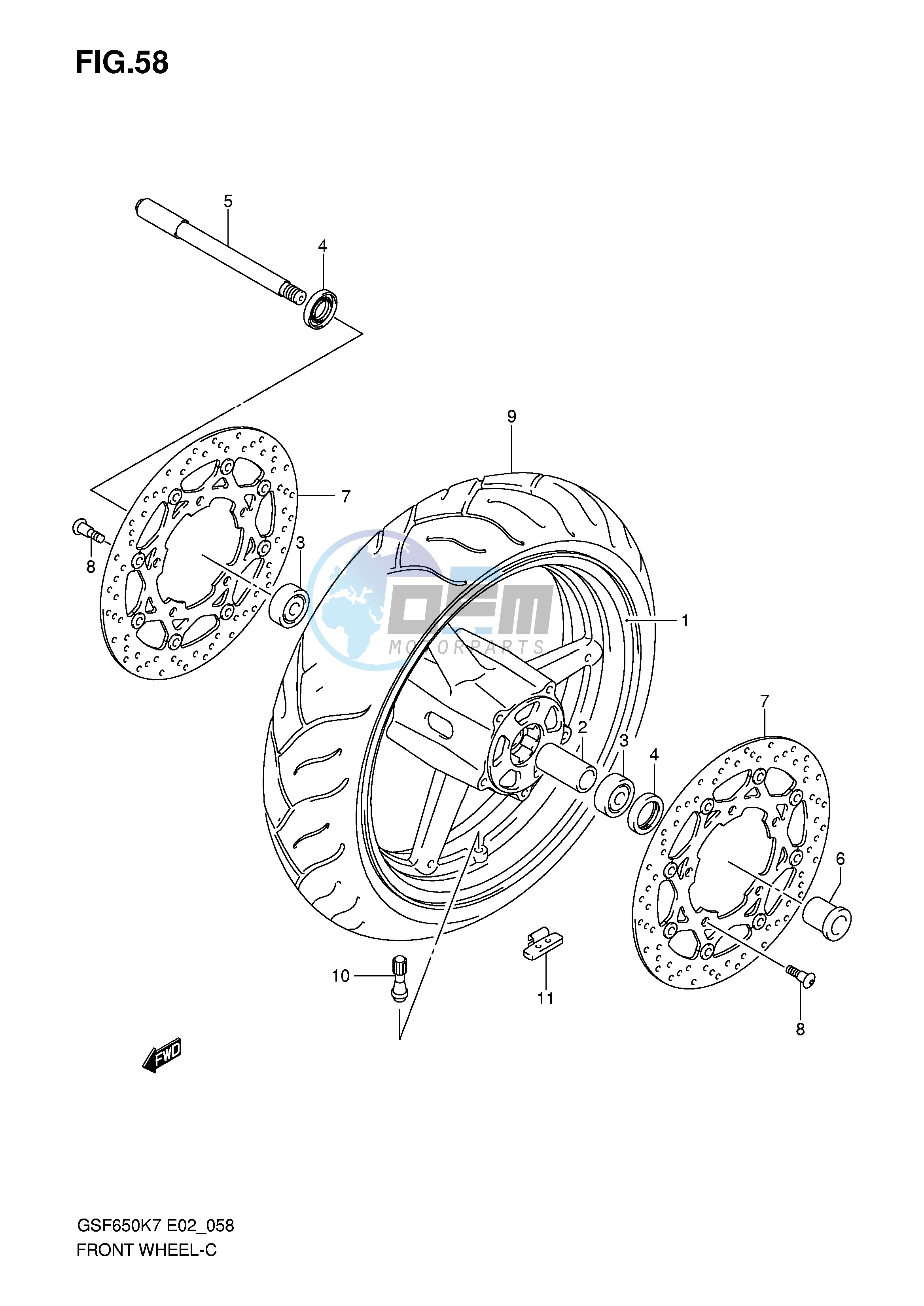 FRONT WHEEL (GSF650K7 UK7 SK7 SUK7 K8 UK8 SK8 SUK8)