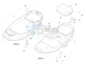 Liberty 125 4T PTT E3 (E) (EMEA) drawing Helmet huosing - Undersaddle