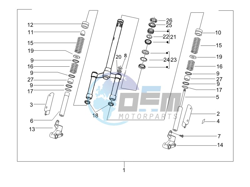 Fork steering tube - Steering bearing unit