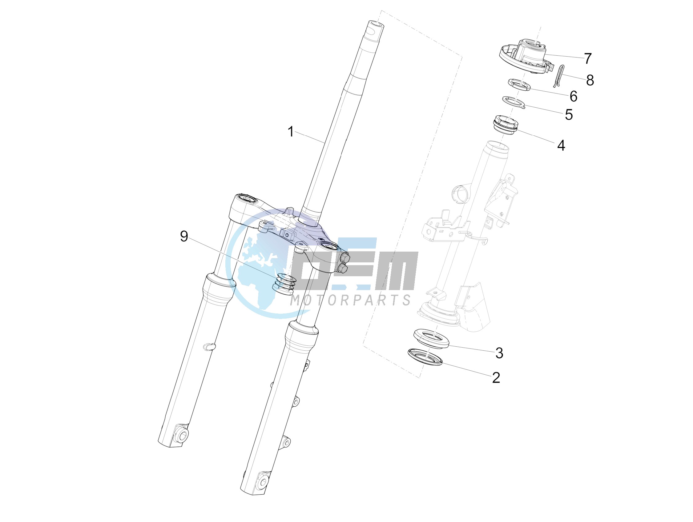 Fork/steering tube - Steering bearing unit