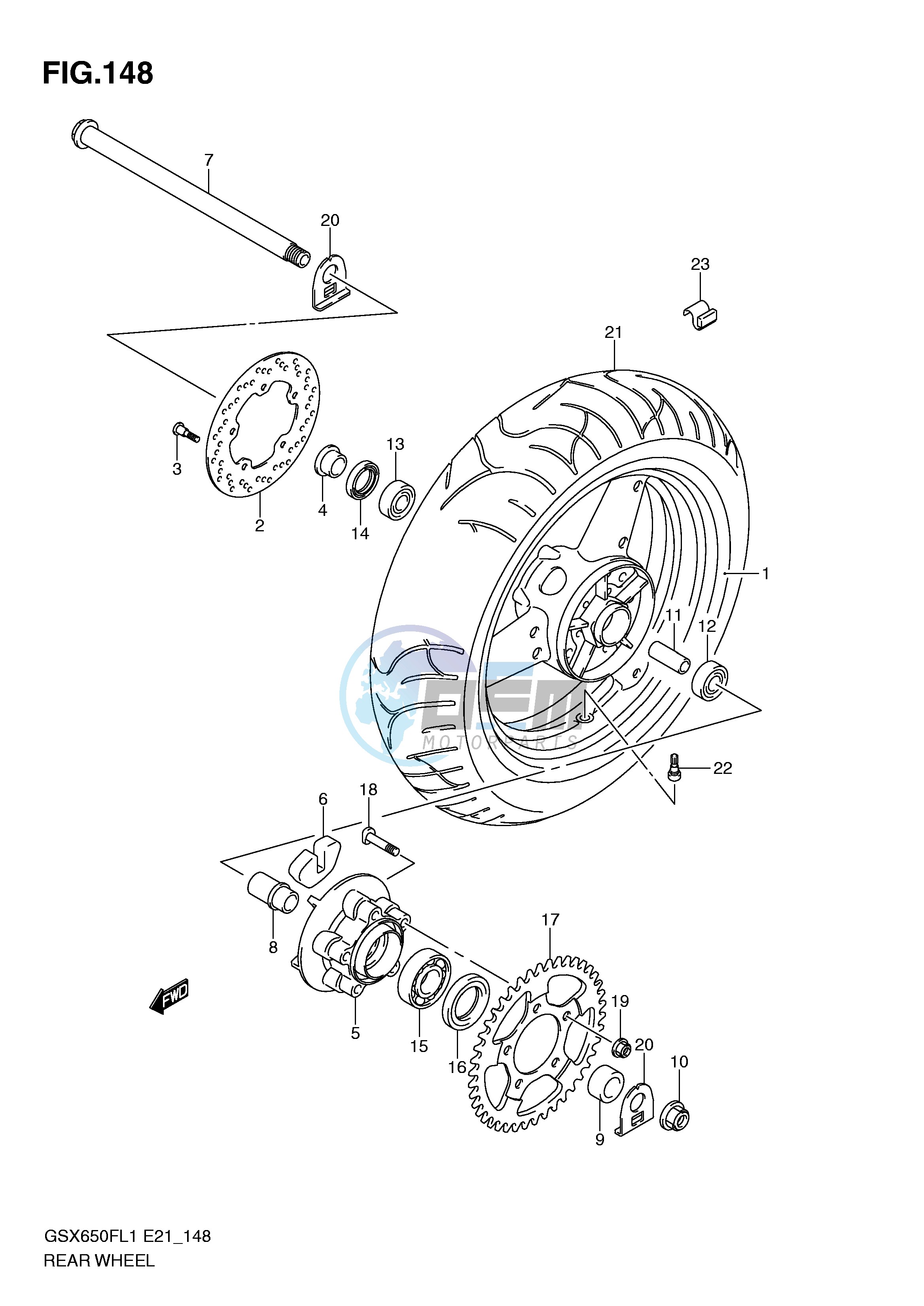 REAR WHEEL (GSX650FUL1 E21)