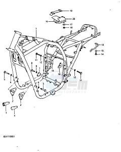 GSX1100 (T-X) drawing FRAME (GSX1100EX, GSX1100X)