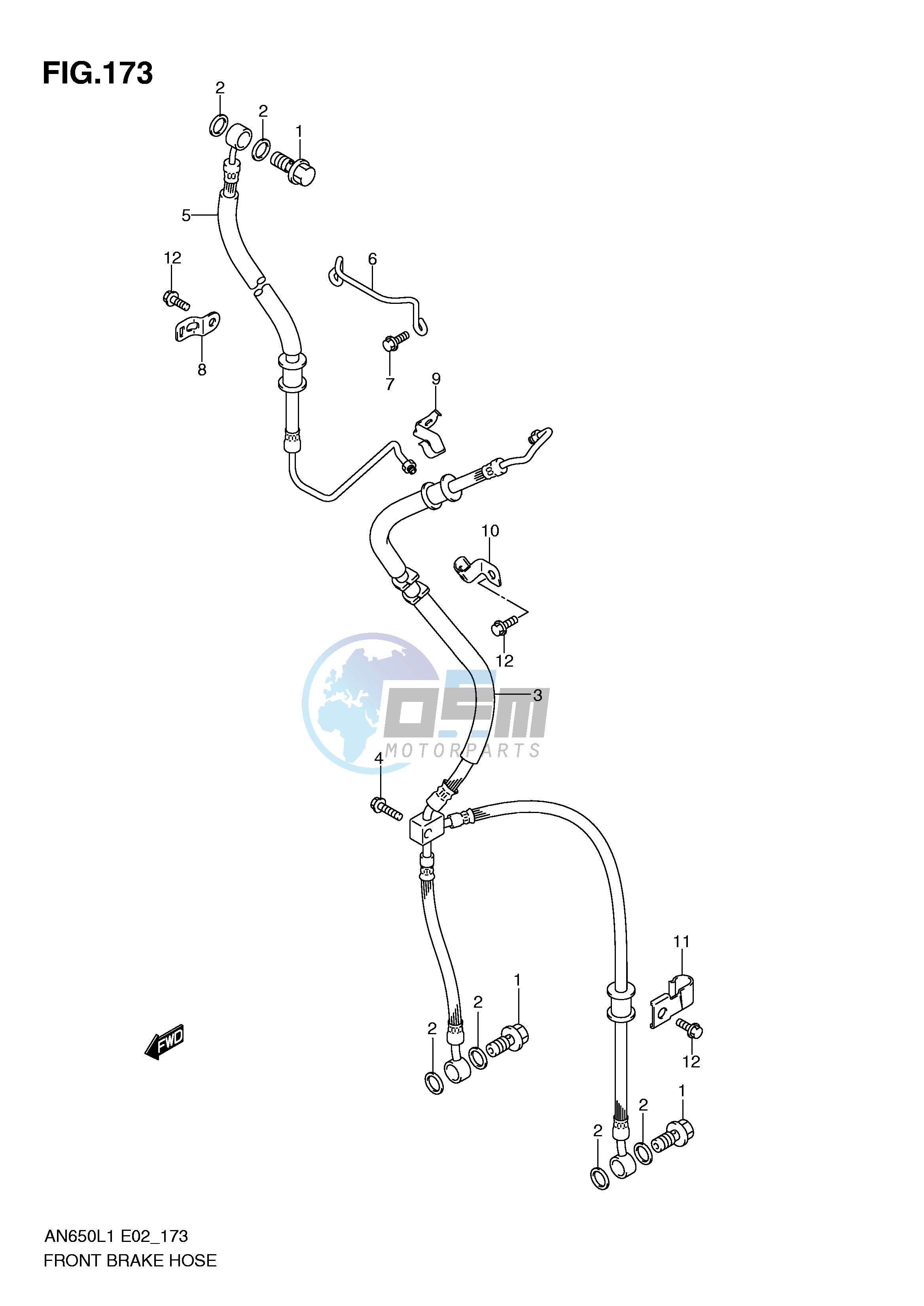 FRONT BRAKE HOSE (AN650AL1 E19)