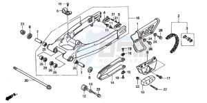 XR400R drawing SWINGARM/CHAIN CASE