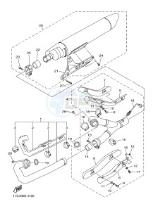 XVS1300A MIDNIGHT STAR (11C9) drawing EXHAUST