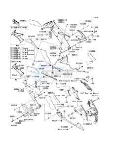 ZX 1000 E [NINJA ZX-10R] (E8F-E9FA) 0E9F drawing COWLING LOWERS