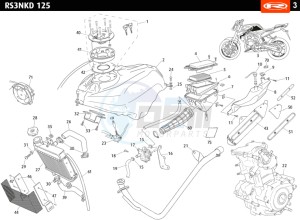 RS3-125-NACKED-RED drawing TANK - EXHAUST - RADIATOR