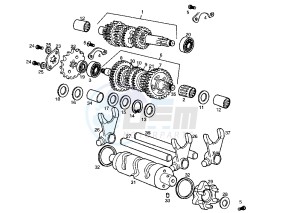 SENDA R DRD E1 E1R - 50 cc drawing GEAR BOX