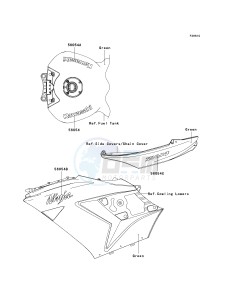 KRF 750 F [TERYX 750 4X4 NRA OUTDOORS] (F8F) C9F drawing DECALS-- GREEN- --- C9F- -