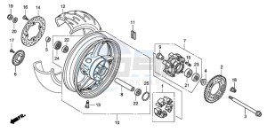 CB600F CB600F drawing REAR WHEEL