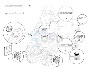 MP3 500 lt Sport business drawing Plates - Emblems