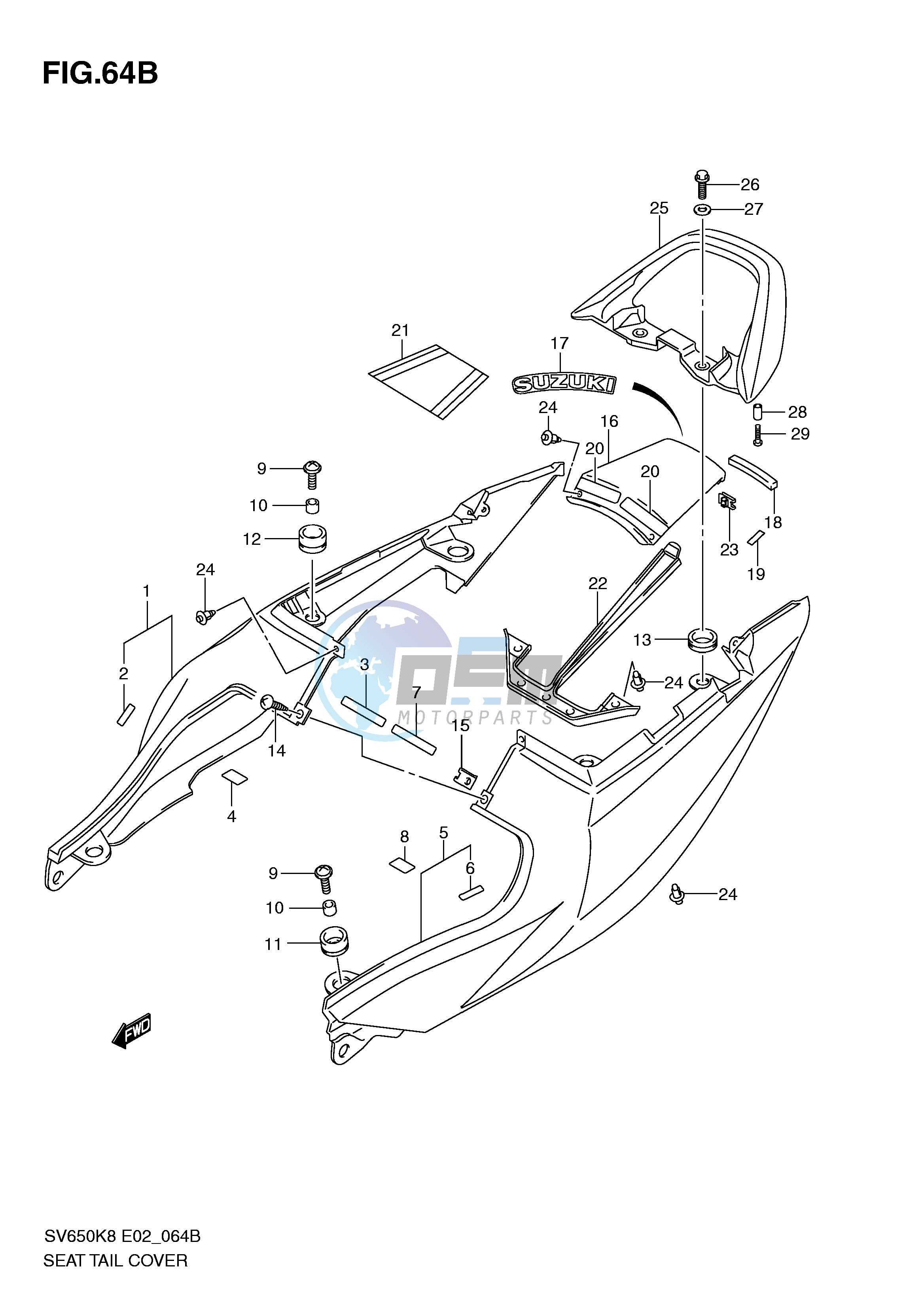 SEAT TAIL COVER (SV650SL0 SUL0 SAL0 SUAL0)