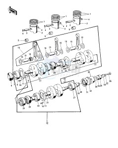 H1 D-F A [KH500] (D-F A8) [KH500] drawing CRANKSHAFT_PISTONS -- 73-75 D_E_F & 76 A8- -