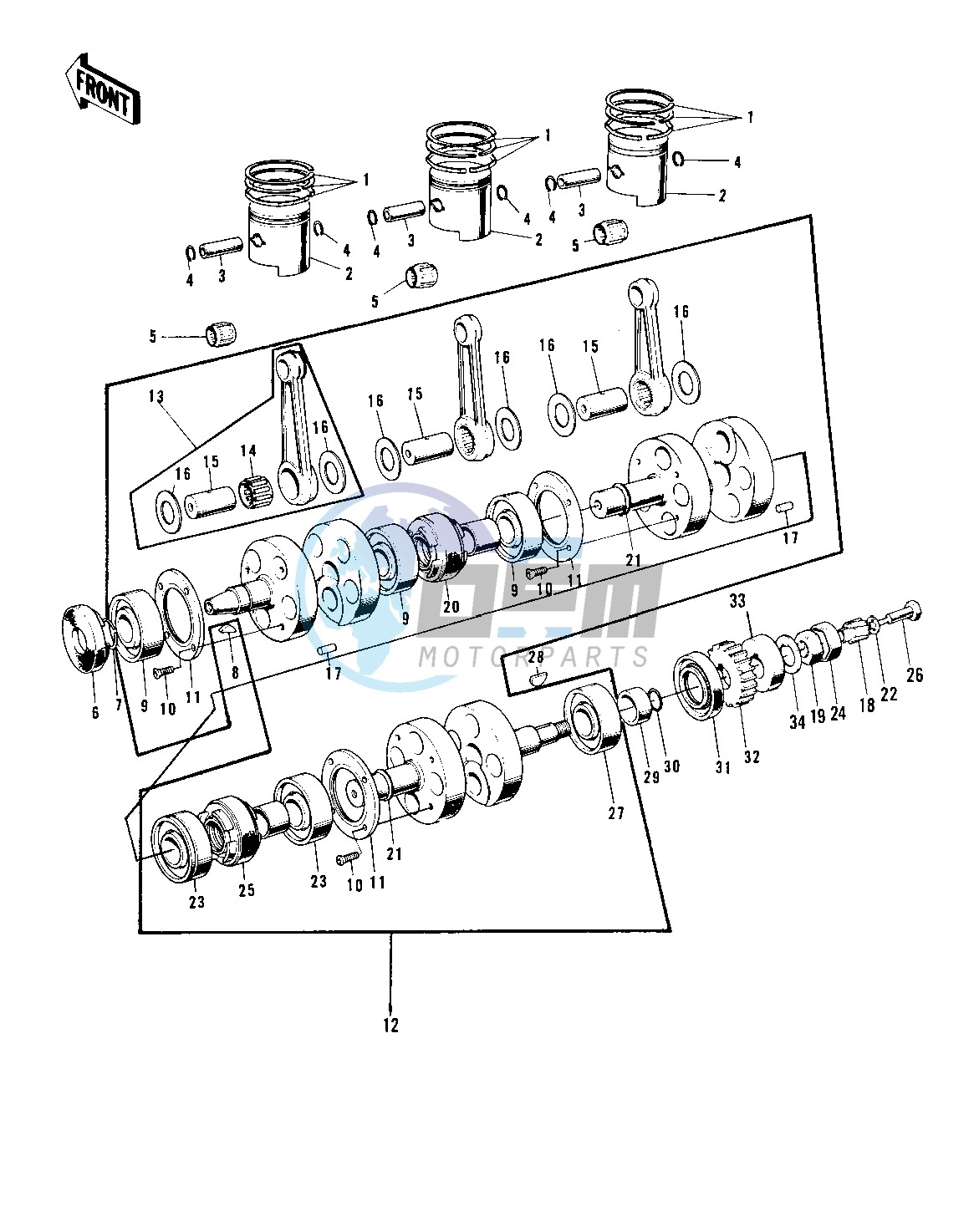 CRANKSHAFT_PISTONS -- 73-75 D_E_F & 76 A8- -