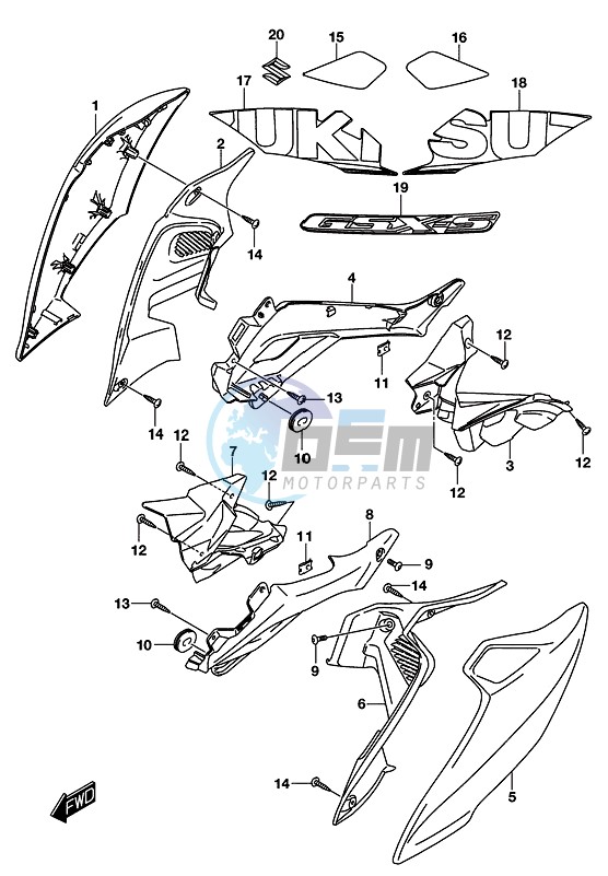 FUEL TANK SIDE COVER (GSX-S125MLXL8 P21)