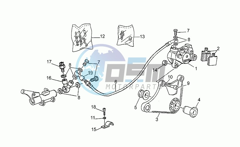 Rear brake cal.-spoked wheel