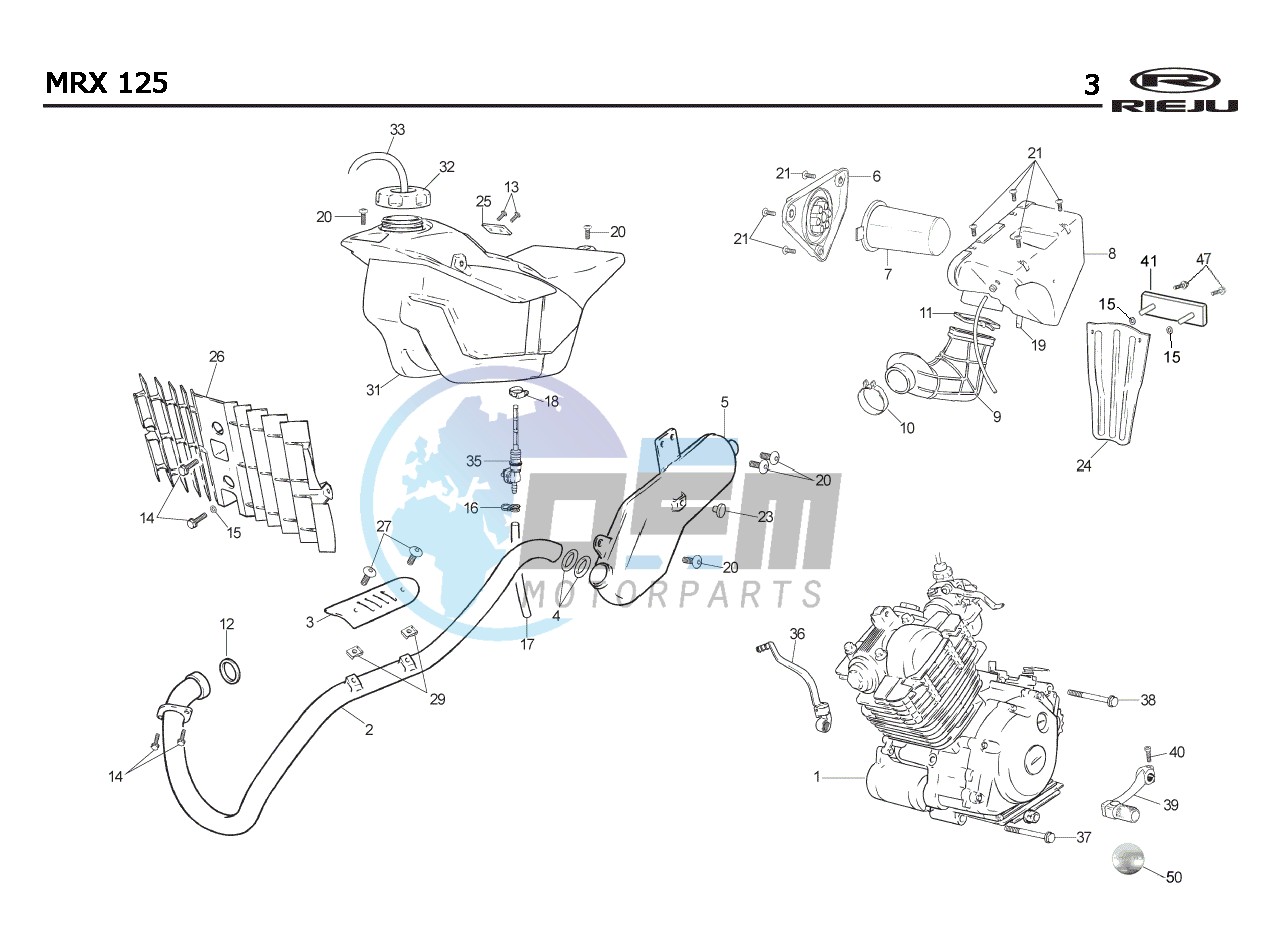 EXHAUST,RADIATOR,TANK, AIRFILTER