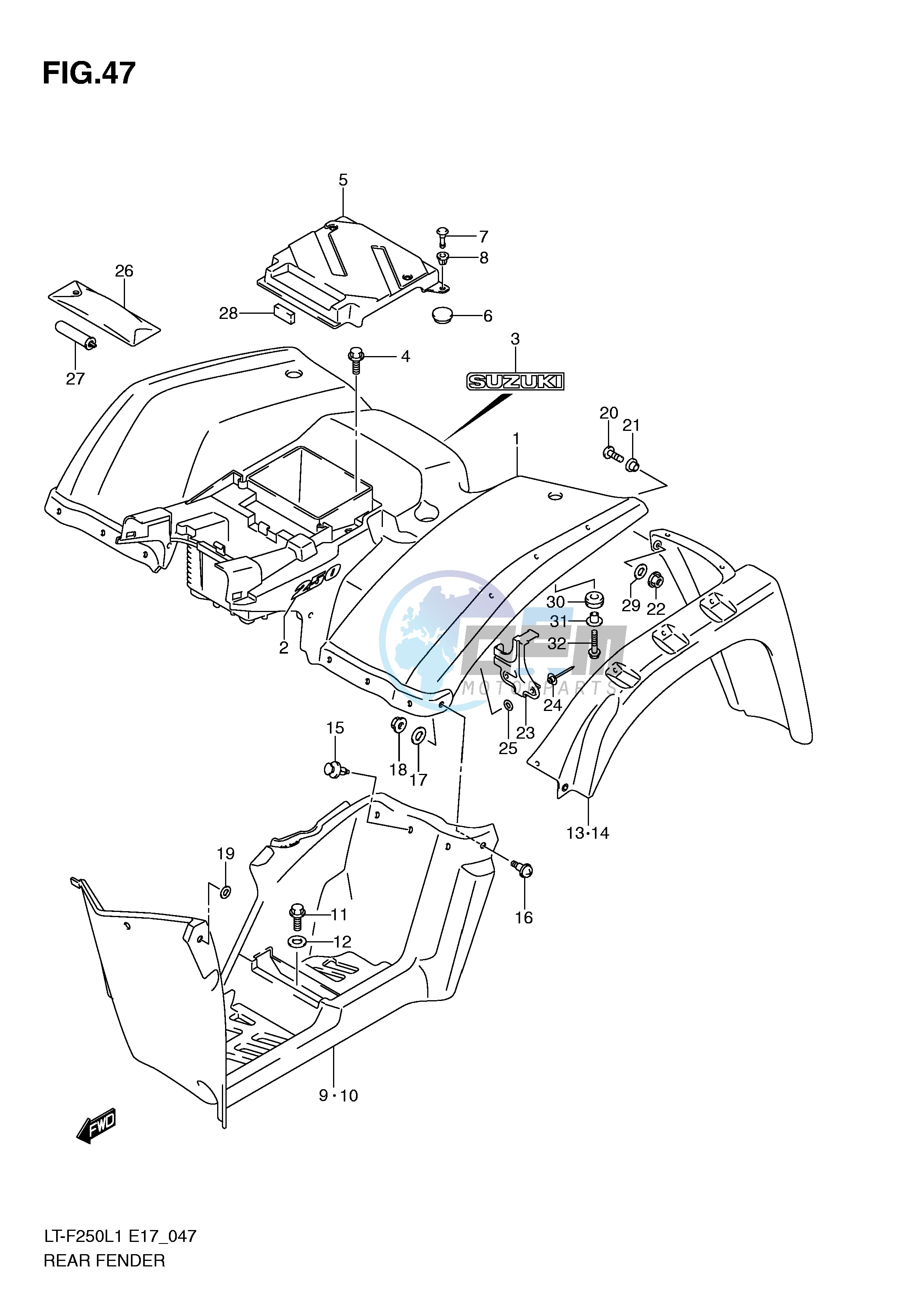 REAR FENDER (LT-F250L1 E17)