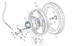 Scarabeo 50 2t e2 net drawing Rear wheel - disc brake