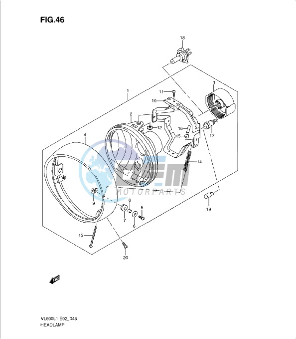 HEADLAMP ASSY (VL800L1 E2)