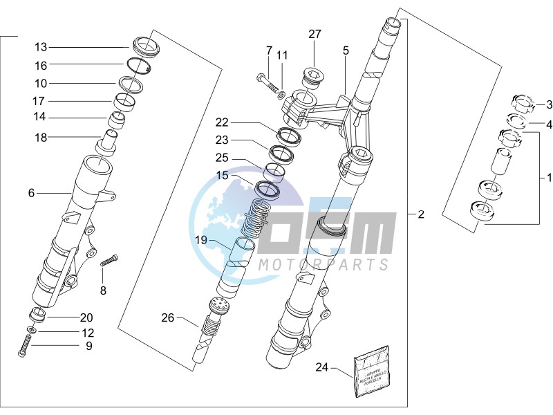 Fork steering tube - Steering bearing unit