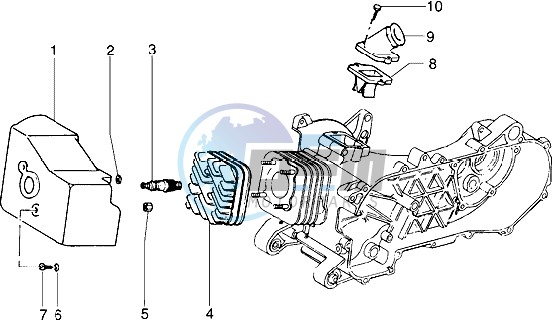 Cylinder head - Cooling hood - Inlet and induction pipe