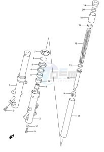 AN250 (E2) Burgman drawing FRONT FORK DAMPER (MODEL W X)