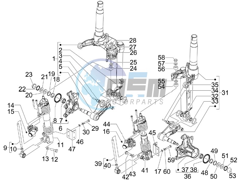 Front fork components (Mingxing)