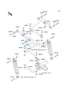 KLF 250 A [BAYOU 250] (A6F-A9F) A8F drawing REAR SUSPENSION